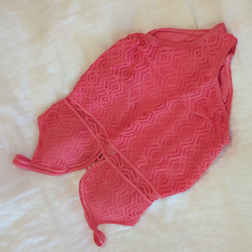 A Pea In The Pod Coral Crochet Maternity Swimsuit